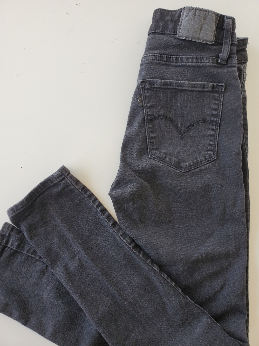 Levis 27 High Rise Skinny 721 Jeans Black Distressed Denim Stretch Streetwear
